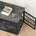 32 Inch Heavy Duty Dog Crate Furniture for Medium and Small Dogs, Decorative Pet House End Table, Wooden Cage Kennel Furniture Indoor, Gray