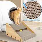 ROYALAY Litter Box Ramp for Elder Cats & Kitten,Corrugated Paper Cat Scratcher Post, Cat Scratching Board with a Ball for Control Cat Litter Suitable for the Second Generation Automatic Cat Litter Box