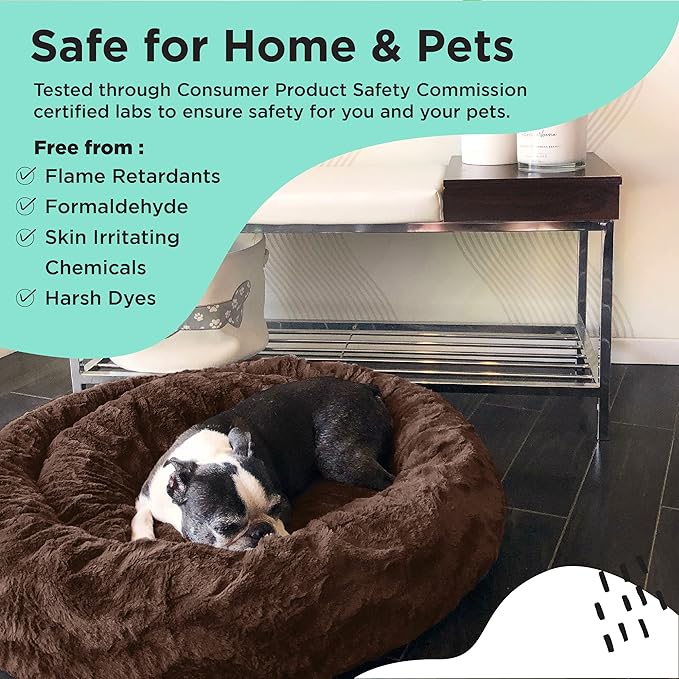 Best Friends by Sheri Bundle Set The Original Calming Lux Donut Cuddler Cat and Dog Bed + Pet Throw Blanket Dark Chocolate Large 36" x 36"