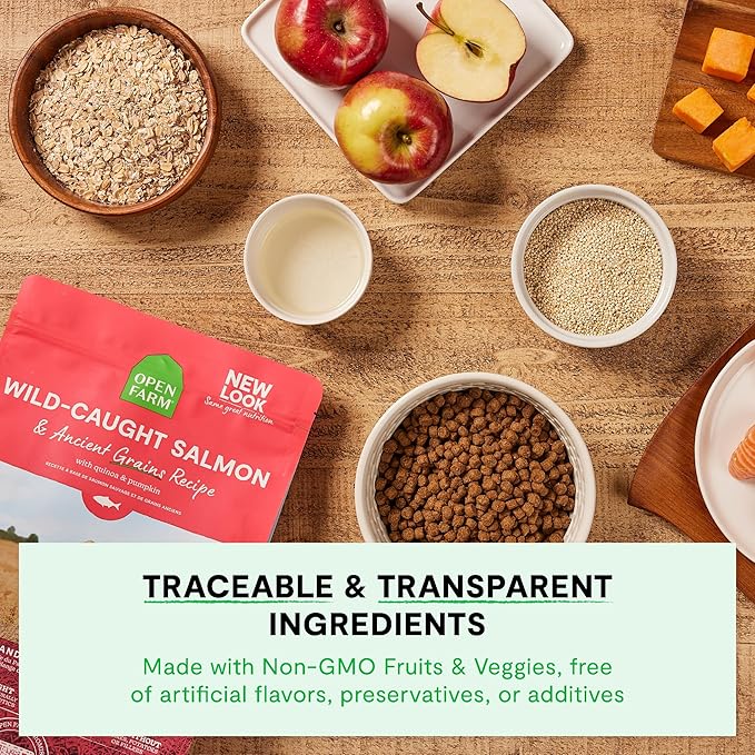 Open Farm, Ancient Grains Dry Dog Food, Protein-Rich & Nutrient Dense, 90% Animal Protein Mixed with Non-GMO Fruits, Veggies and Superfoods, New Zealand Venison Recipe, 22lb Bag