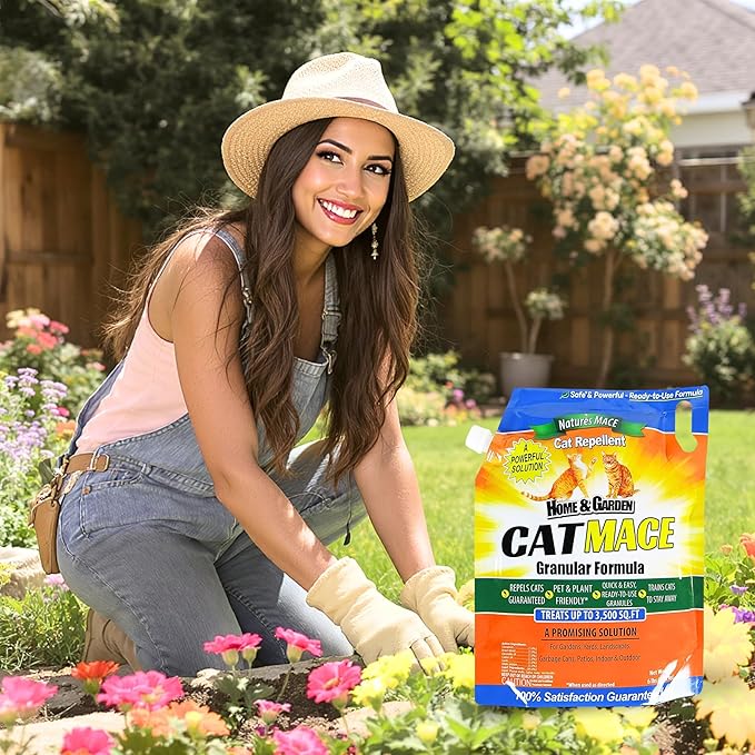 Nature's Mace Cat Mace, Cat Repellent Outdoor Granular, Deterrent, Stop Cats, Keep Cats Away, for Yard, Garden, Anti Cat Pee, No-Dig, Training Tool, 6 lb, Safe to Use Around People, Pets, Plants