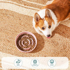 vancasso Slow Feeder Dog Bowl, 1.5 Cups Ceramic Slow Feeder for Medium Breed, Puzzle Maze Food Dog Bowl for Fast Eater, Pink