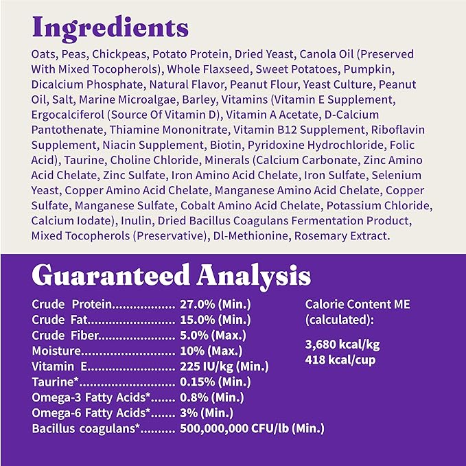 Halo Holistic Vegan Dog Food, Plant-Based Peanut Butter Recipe, Dry Dog Food, Complete Digestive Health, Kibble for Adult Dogs, 3.5 lb Bag