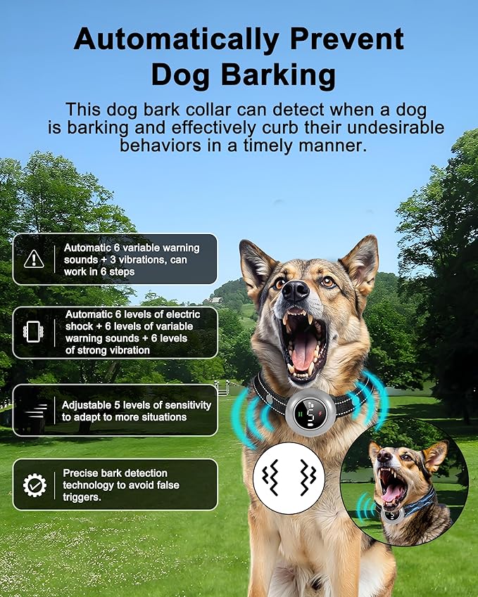 2-in-1 Dog Shock Collar & Dog Bark Collar - Rechargeable Dog Training Collar with Remote Control for 5-150 lbs, Dog Collars 5 Sensitivity Levels, IP67 Waterproof for Large Medium Small Dogs
