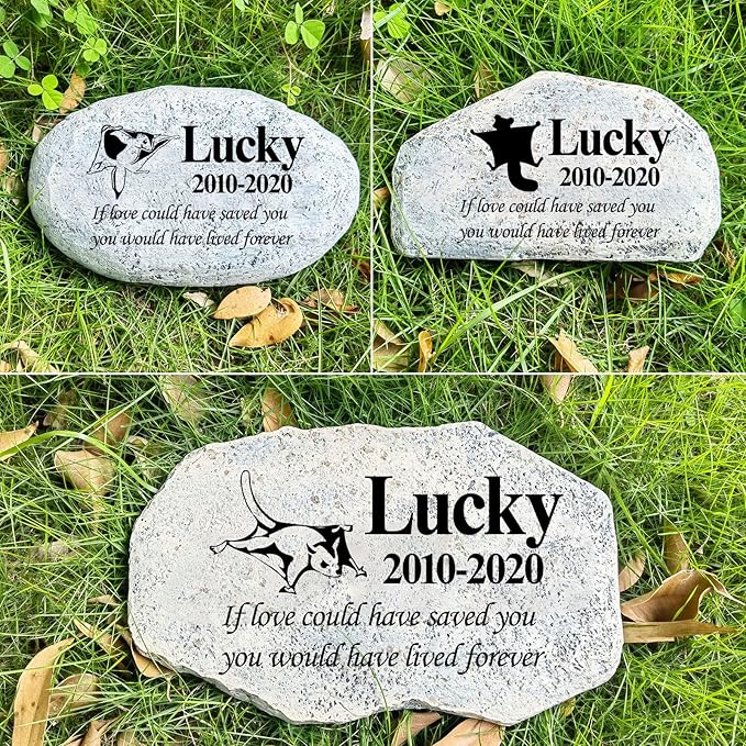 Zatanmulo Personalized Pet Memorial Stone, Garden Memorial Stone Personalized, Flying Squirrel Headstone, Flying Squirrel Tombstone, Memorial Plaque Outdoor, Garden Stepping Stone (Flying Squirrel)
