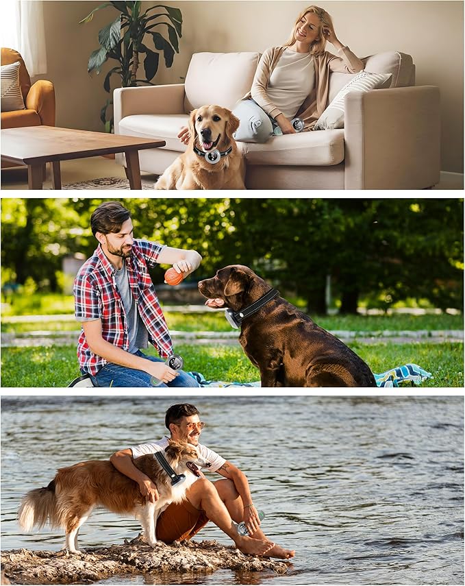 2-in-1 Dog Shock Collar & Dog Bark Collar - Rechargeable Dog Training Collar with Remote Control for 5-150 lbs, Dog Collars 5 Sensitivity Levels, IP67 Waterproof for Large Medium Small Dogs