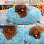 Small Dog Donut Bed for Small Dogs Machine Washable,Calming Donut Blue Dog Bed for Small Puppy with Anxiety，with Fluffy Soft and Comfy Faux Fur Cuddler Pet Bed for Small Pets