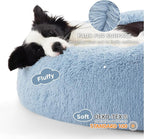 Bedsure Calming Dog Bed for Large Dogs - Donut Washable Large Pet Bed, Anti-Slip Round Fluffy Plush Faux Fur Dog Bed, Fits up to 80 lbs Pets, Light Blue, 36 inches