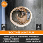 K&H Pet Products Thermo-Kitty Bed Heated Cat Bed for Indoor Cats , Electric Warming Bed for Cats and Small Dogs, Washable Thermal Plush Calming Round Pet Bed - Large 20" Sage/Tan