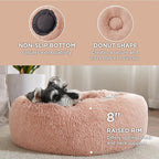 Bedsure Calming Dog Bed for Small Dogs - Donut Washable Small Pet Bed, 23 inches Anti-Slip Round Fluffy Plush Faux Fur Large Cat Bed, Fits up to 25 lbs Pets, Pink