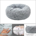 Calming Donut Dog Bed XL, Plush Round Cuddler Dog & Cat Bed, Anit-Anxiety Marshmellow Fluffy Faux Fur Cushion(32", Grey)