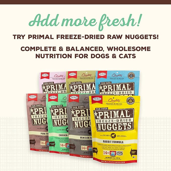 Primal Dog Food Toppers & Cat Food Toppers, Cupboard Cuts, Grain Free Meal Mixers with Probiotics, Raw Freeze Dried Dog Treats & Cat Treats, Great for Training (Chicken, 3.5 oz)