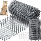 Sanwuta 2 Pcs 26.3 ft Cat Spike Mat Outdoor Cat Deterrent Mat with Spikes Prickle Strips Indoor Dog Digging Deterrent Anti Network Spikes with 10 Staples for Garden Fence(Gray)