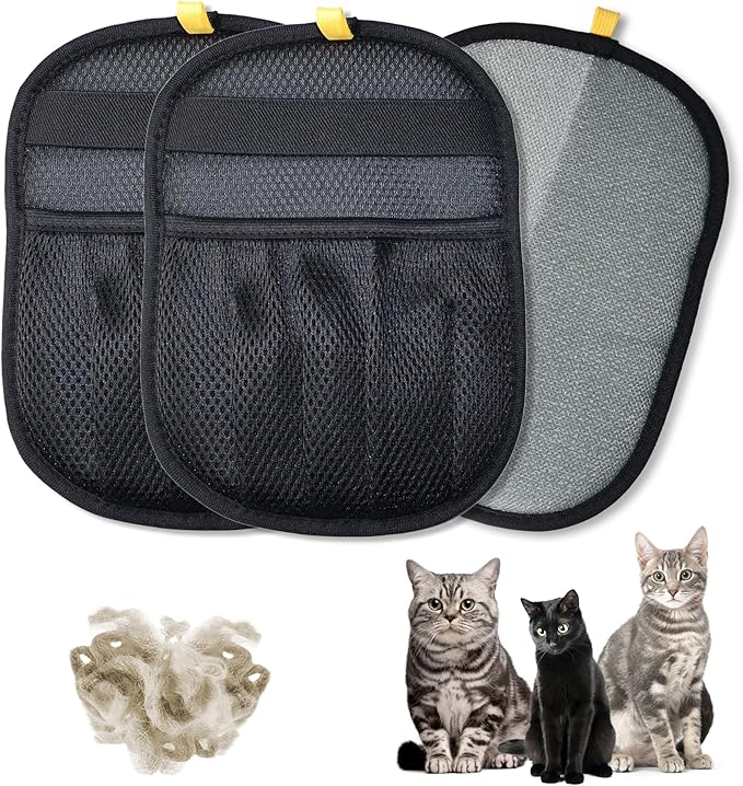 3PCS Pet Hair Removal Glove for Cats, Upgraded Five-Finger Electrostatic Pet Hair Remover Glove, Reusable Magic Brush Pet Hair Removal Tool for Laundry, Couch, Carpet & Car Seat