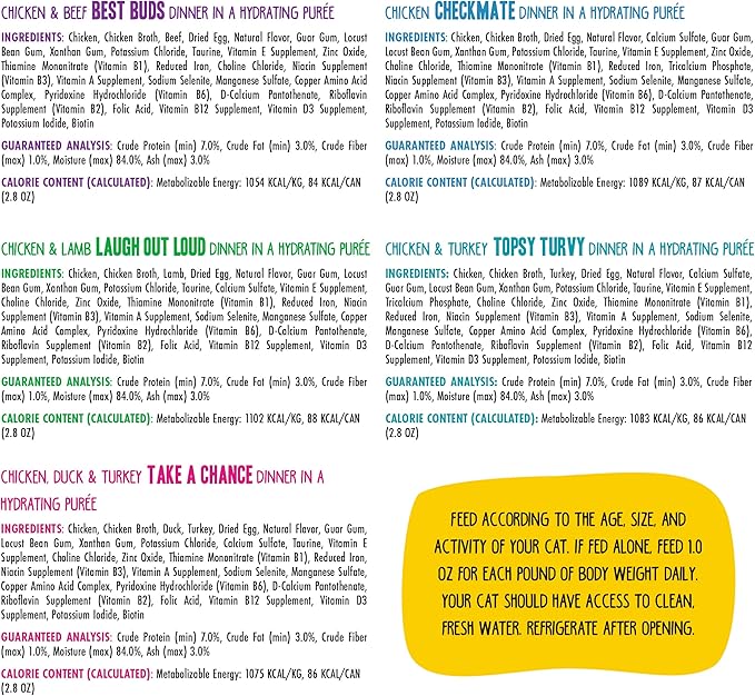 Weruva B.F.F. Play - Best Feline Friend Paté Lovers, Aw Yeah!, Fowl Play Yellow Patés Variety Pack, 2.8oz Can (Pack of 18)