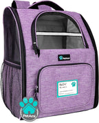 PetAmi Dog Backpack Carrier for Small Large Cat, Pet, Puppy, Ventilated Pet Hiking Backpack Travel Bag, Airline Approved Cat Backpack Carrier, Camping Biking Dog Bag Up to 18lbs Pet, Purple