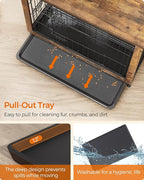 Feandrea Dog Crate Furniture, 38.6" Side End Table, Modern Kennel for Dogs Indoor up to 70 lb, Heavy-Duty Dog Cage with Multi-Purpose Removable Tray, Double-Door Dog House, Rustic Brown UPFC003X01