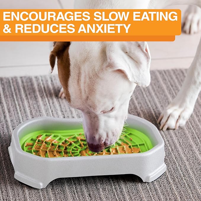 Neater Pets - Neat-LIK Pad with Mess-Proof Tray Keeps Floors Clean - Slow Feeding Pad for Dogs & Cats - Relieves Anxiety & Cures Boredom - Fill Licking Pad with Treats & Food (Green & Vanilla Bean)