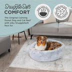 Best Friends by Sheri SnuggleSoft Faux Fur Calming Donut Bed for Dogs, Gray, Medium, 30" x 30"