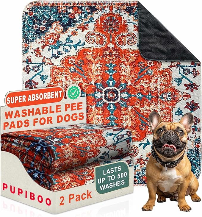 PUPIBOO Washable Pee Pads for Dogs and Cats - Super Absorbent Reusable Puppy Training Pads - 100% Waterproof, Leak-Proof & Non-Slip Whelping Pads for Pet Housebreaking