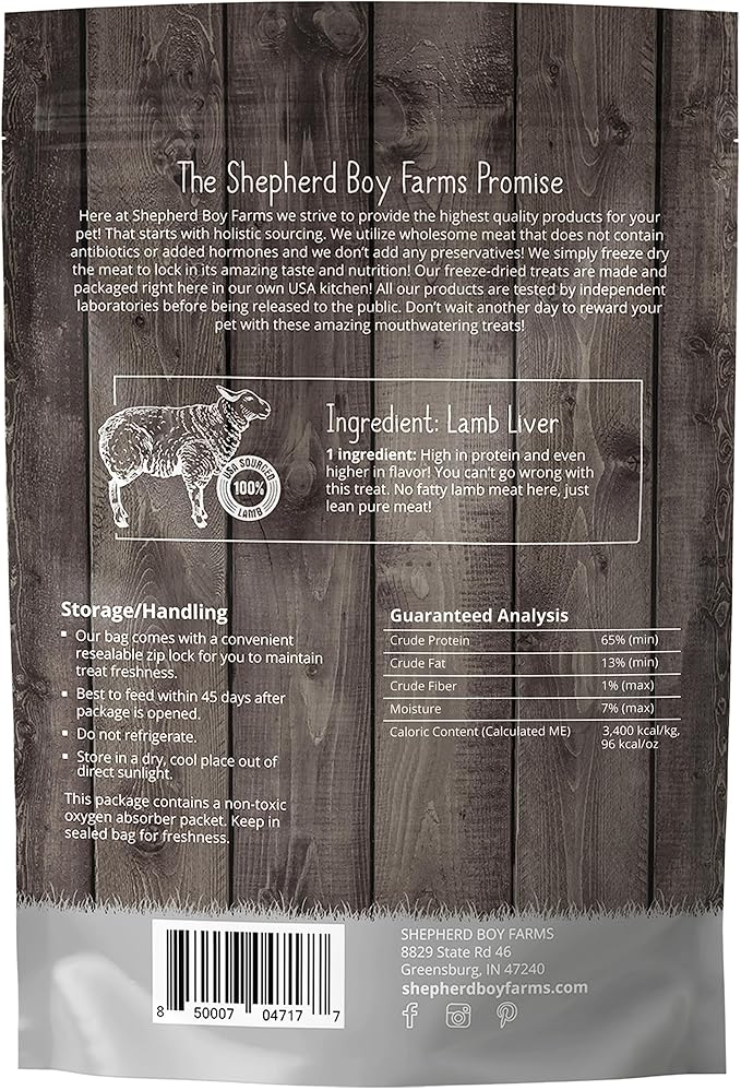 Freeze Dried Dog and Cat Treats, Lamb Liver, All Natural Single Ingredient Freeze-Dried Dog Treat & Snacks, Made in USA, High Protein, Essential Nutrition of Raw Food, 3oz