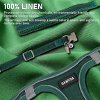 GAMUDA Small Pet Harness Collar and Leash Set, Step in No Chock No Pull Linen Fabric Soft Mesh Dog Vest Harnesses Reflective for Dogs Puppy Cats Kitten Rabbit (Green, M)