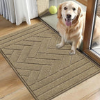 Tindbea Dog Mat for Muddy Paws,Absorbs Moisture Dirt Non-Slip Washable Mud Mat for Dogs,Soft Rubber Backing Front Inside Pet Rug for Entryway, Mud Dog Paws, Patio(20"x31.5",Light Taupe)