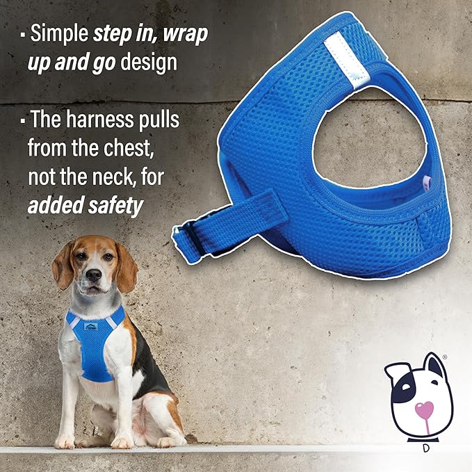 DOGGIE DESIGN American River Solid Ultra Choke-Free Dog Harness - Cobalt Blue (X-Large)