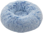 Calming Donut Dog Bed XL, Plush Round Cuddler Dog & Cat Bed, Anit-Anxiety Marshmellow Fluffy Faux Fur Cushion(32", Light Blue)