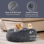 Bedsure Calming Cat Beds for Indoor Cats - Small Cat Bed Washable 20 inches, Anti-Slip Round Fluffy Plush Faux Fur Pet Bed, Fits up to 15 lbs Pets, Dark Grey