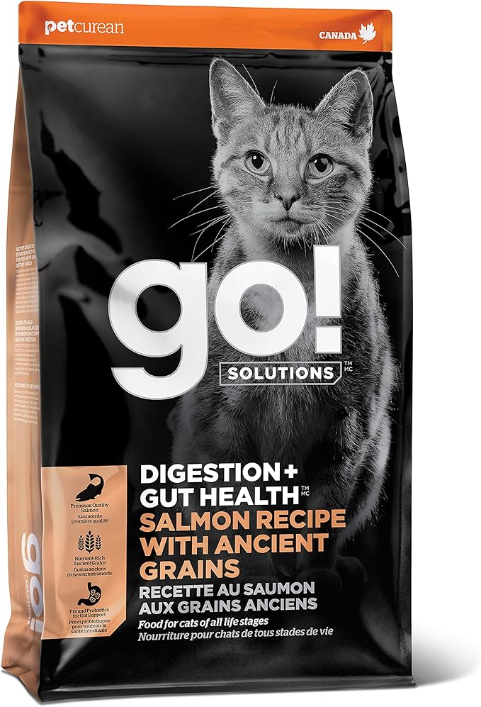 Go! Solutions Digestion + Gut Health, Dry Cat Food, Salmon Recipe with Ancient Grains, 16 lb Bag
