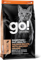 Go! Solutions Digestion + Gut Health, Dry Cat Food, Salmon Recipe with Ancient Grains, 3 lb Bag