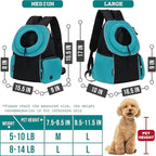 PetAmi Front Carrier Backpack, Ventilated Adjustable Pet Chest Carrier for Dog Cat, Hiking Camping Travel, Small Puppy Medium Cat Carrying Bag, Max 14 lb, Sea Blue