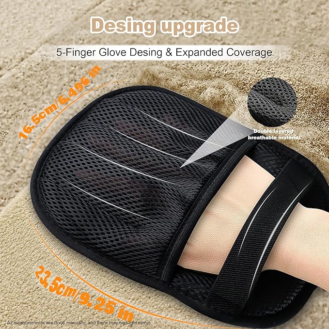 3PCS Pet Hair Removal Glove for Cats, Upgraded Five-Finger Electrostatic Pet Hair Remover Glove, Reusable Magic Brush Pet Hair Removal Tool for Laundry, Couch, Carpet & Car Seat