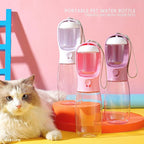 Portable Dog Water Bottle with Food Container,15oz Leak-Proof Pet Water Dispenser for Dogs, Cats, Puppies,Built-in Activated Carbon Filter for Travel,Hiking, Walking,and Outdoor Activities