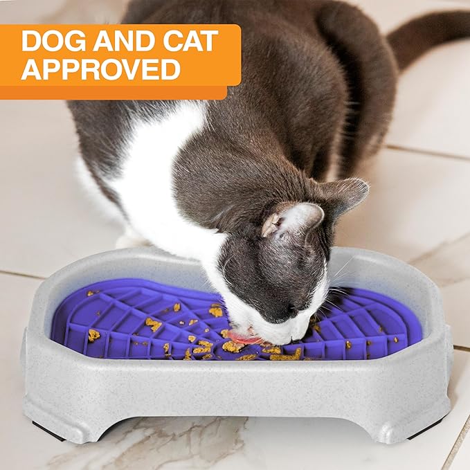 Neater Pets - Neat-LIK Pad with Mess-Proof Tray Keeps Floors Clean - Slow Feeding Pad for Dogs & Cats - Relieves Anxiety & Cures Boredom - Fill Licking Pad with Treats & Food (Purple & Vanilla Bean)