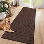 Tindbea Dog Mat for Muddy Paws,Absorbs Moisture Dirt Non-Slip Washable Mud Mat for Dogs,Soft Rubber Backing Front Inside Pet Rug for Entryway, Mud Dog Paws, Patio(24"x59",Coffee)