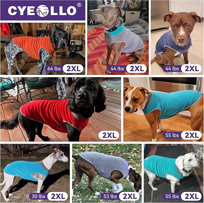 cyeollo 2 Pack Fleece Dog Sweater Vest Dog Sweatshirt Reflective Lightweight Pet Clothes for Medium Large Dogs Girl Pet Apparel Pink, Fuschia, XXL