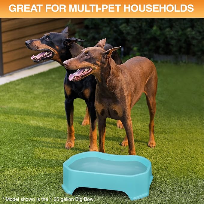 Neater Pet Brands Extra Large Water Bowl for Dogs, Outdoor Dog Water Bowl (2.25 Gallon Extra-Large Capacity), Big Trough Style Food Dish for Indoors or Outside, No Spill Large Dog Bowls, Aquamarine