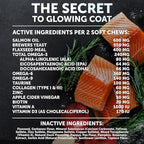 Omega 3 Fish Oil for Dogs - Dog Allergy Chews - Itch Relief & Skin and Coat Supplement with Salmon Oil - Hot Spots Treatment - Allergy & Anti Shedding Support - EPA & DHA Fatty Acids - 120 Treats