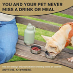 32oz 3-in-1 Portable Travel Water Bottle, Food & Hydration Bottle - Dual Use for Humans & Pets with Detachable Bowls, Stainless Steel, Keeps Water Hot for 6hrs & Cold for 12hrs