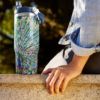 30oz Peacock Tumbler with Handle and Straw, Stainless Steel Vacuum Insulated Coffee Tumbler, Travel Mug Water Bottle, Peacock Stuff Accessories Decor, Peacock Gifts for Women