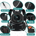 PetAmi Dog Front Carrier Backpack, Ventilated Adjustable Dog Pet Cat Chest Carrier Backpack, Dog Carrier for Hiking Camping Travel, Small Dog Puppy Medium Cat Carrying Bag, Max 14 lbs, Black