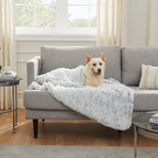 Best Friends by Sheri Bundle Set The Original Calming Shag Donut Cuddler Cat and Dog Bed + Pet Throw Blanket Frost Large 36" x 36"