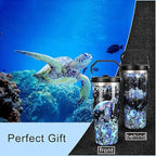 30oz Sea Turtle Gifts Tumblers for Women with Handle and Straws, Stainless Steel Vacuum Insulated Coffee Tumbler, Travel Mug Water Bottle, Sea Turtle Stuff Accessories Decor