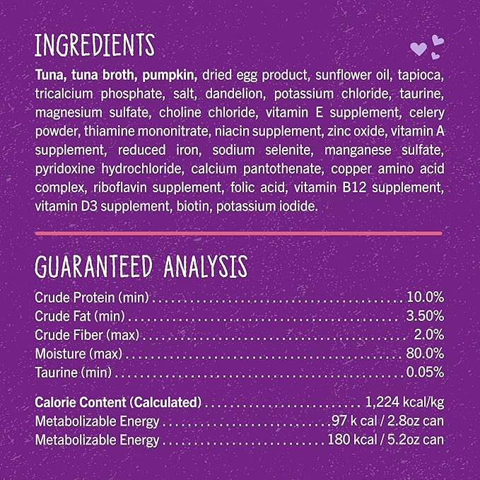 Stella & Chewy's Carnivore Cravings Purrfect Paté - Premium Grain-Free Wet Cat Food - Tuna & Pumpkin Recipe - High Protein with Bone Broth - Perfect for Picky Eaters - 2.8oz Cans (24 Pack)