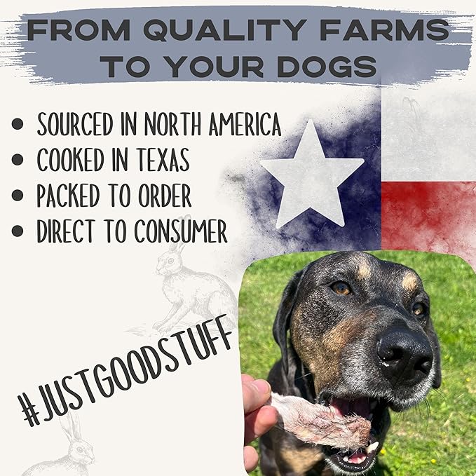 JACK'S PREMIUM Rabbit Ear Treat -Dehydrated Dog and Cat Treats - Whole Rabbit Ear with Fur - Single Ingredient - High Value