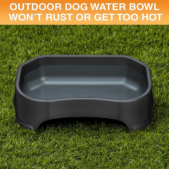 Neater Pet Brands Large Water Bowl for Dogs, Outdoor Dog Water Bowl (1.25 Gallon Extra-Large Capacity), Big Trough Style Food Dish for Indoors or Outside, No Spill Large Dog Bowls, Midnight Black
