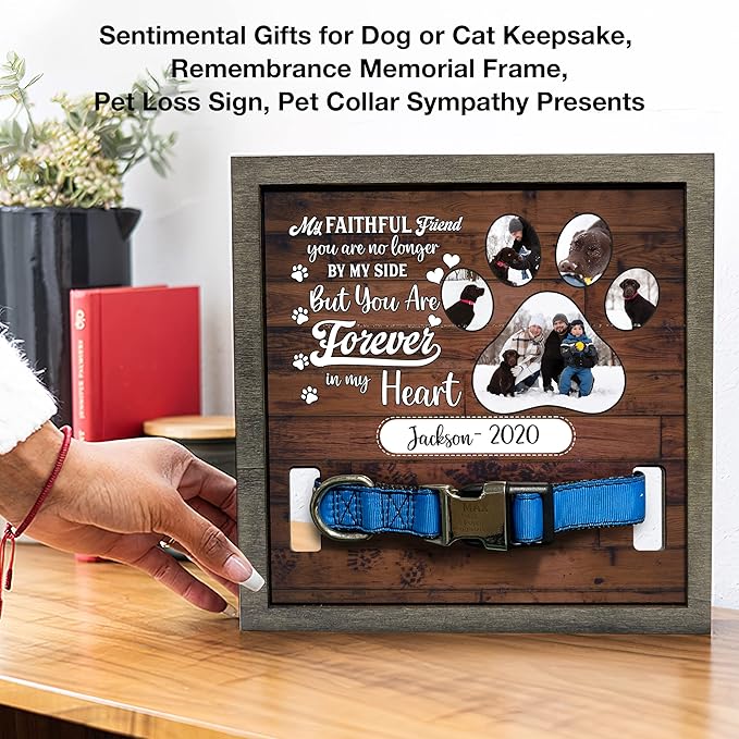 Personalized Picture Pet Loss Sign Frames with Your Pet Name and Picture Bereavement for Loss of Dog or Cat Memorial In Memory Sentimental Memorial Products for Friends Decor
