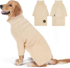 cyeollo 4XL Dog Sweater,Pullover Turtleneck for Large Dogs Classic Knitwear Fall Winter Cold Weather Dog Clothes Warm Pet Apparel Large Big Dogs Sweaters Male&Female, Beige XXXXL